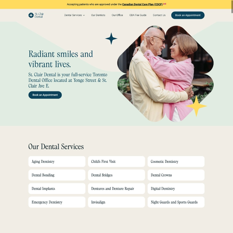 St. Clair Dental website homepage